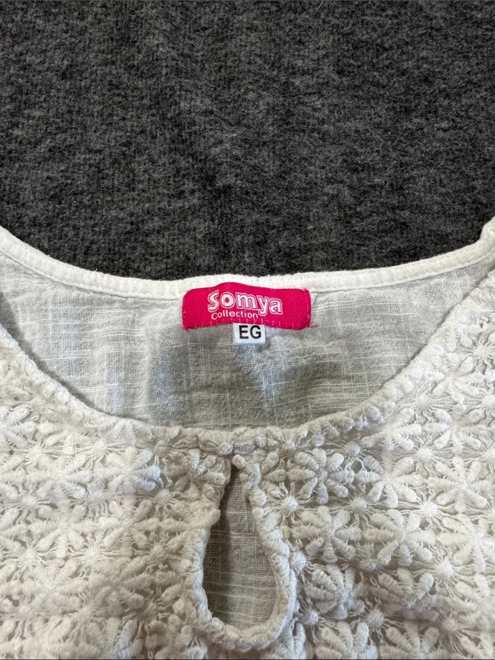 White Embroidered Wide-Leg Pants by